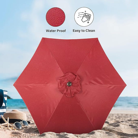 Simple Deluxe 2 Pack 9ft Patio Umbrella Outdoor Table Market Umbrella, 8 Sturdy Ribs for Garden, Deck, Backyard, Pool, Red