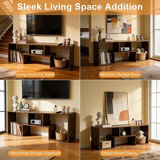 Lightdot TV Stand for TVs up to 55'', Modern Entertainment Center with Storage Open Shelf Large capacity for collection, Media Table TV Console for Living Room/Bedroom/Sofa Cabinet,Easy Assembly-Amber