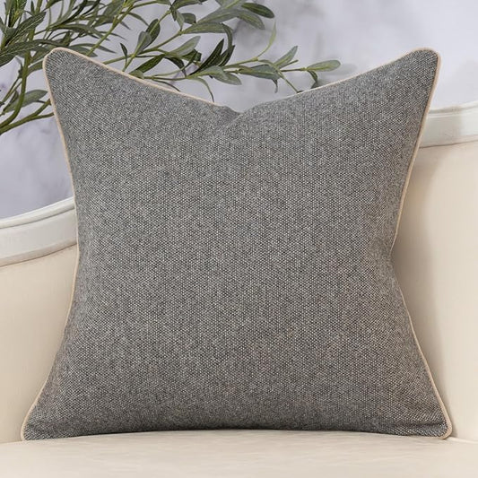 Yangest Neutral Floral Pillow Cover 24 x 24 Inches, Vintage Chenille Square Throw Pillow Cover Soft Decorative Farmhouse Accent Couch Pillow Cover for Living Room Bedroom, Grey