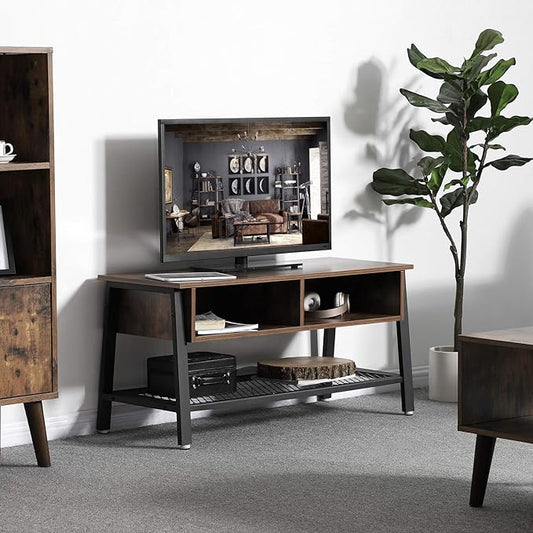 VASAGLE Vintage TV Stand, TV Cabinet with Net Storage Shelf, Console with 2 Storage Compartments, Easy Assembly ULTV92X