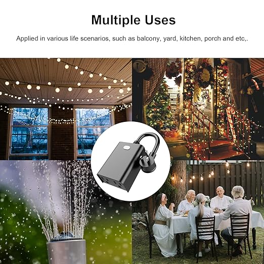 WiFi Outdoor Smart Plug, Smart Plugs That Work with Google Home for Voice Control, Wireless Remote APP Control Smart Outlet Timer with 2 Grounded, No Hub Required