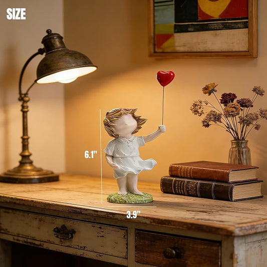 Banksy Street Graffiti Art Statue,Love Balloon Girl Room Decor,Resin Ornaments,Living Room Dining Desk Decorations,Bookshelf Decorative Objects(Color)