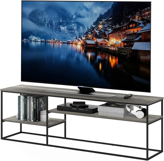 Furinno Moretti Modern Lifestyle TV Stand, Entertainment Center for TV up to 78 Inch, for Living Room, Bedroom, Grey Oak