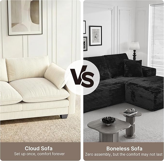 Gizoon 75” Small Cloud Loveseat Couches for Living Room, 2 Seater Love Seat Sofa with Comfy Deep Seat, Small Washable Couches with Removable Corduroy Cover for Apartment, Beige