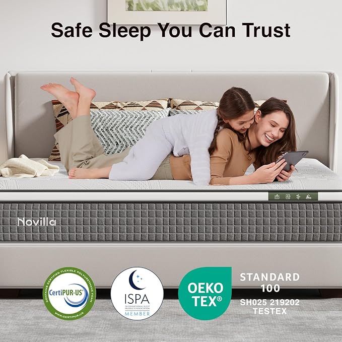 Novilla Queen Mattress 10 Inch,Hybrid Queen Size Mattress with Individually Pocketed Coils & Gel Infused Memory Foam & Silky Cool Fabric for Balanced Support & Pain Relief Comfort Mattresses in a Box