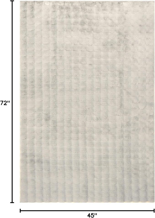 Nuloom Jeni Grey, 3'9" x 6', Solid Faux Rabbit, Fluffy and Cozy, High Traffic, Stain Resistant, Easy Clean, Durable Washable Area Rug for Bedroom, Living Room, Dining, Den, Foyer, Entryway