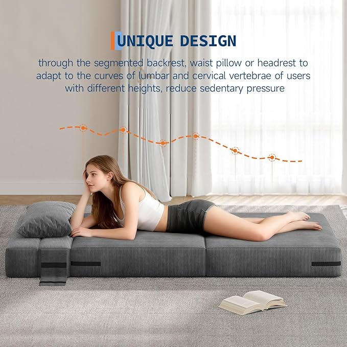 Garvee 2 Pcs Folding Sofa Bed Chair, Convertible Couches with Foldable Design, Comfortable Cloud Couch for Living Room, Multi-Functional Sectional As Comfy Couch & Bed
