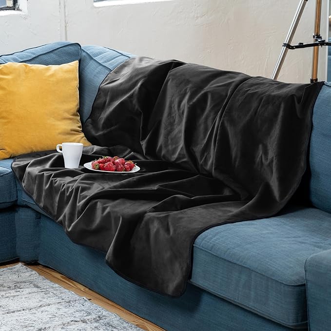 Avana Waterproof Throw - Sensual Blanket for Adults - Made in The USA - Regular Size, Micro-Velvet Black