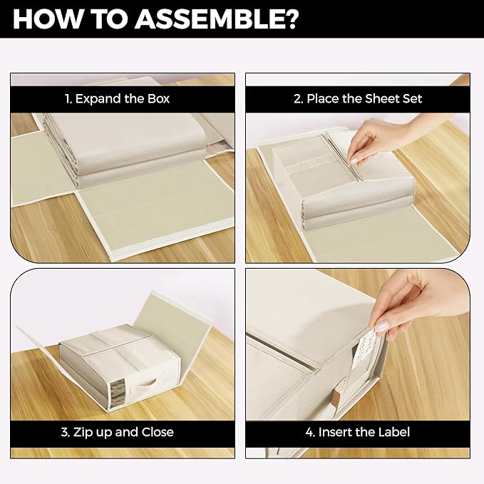 ALCOVA 4 Pack Bed Sheet Organizers and Storage with 1 Bed Sheet Tucker