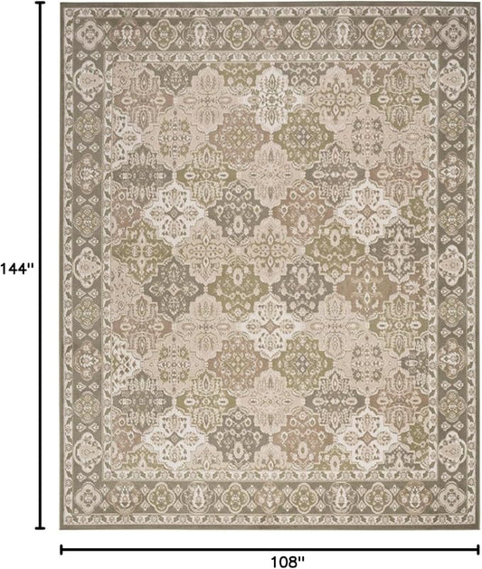 Nourison Home Grafix Green 9' x 12' Area Rug - Easy Clean, Non Shedding, Bed Room, Living Room, Dining Room, Kitchen (9' x 12')