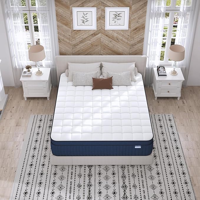 Full Size Mattress, 10 Inch Hybrid Full Mattress in a Box, Cool Gel Memory Foam Mattress, Back Pain Relief & Strong Edge Support, Individual Wrapped Pocket Coils, CertiPUR-US