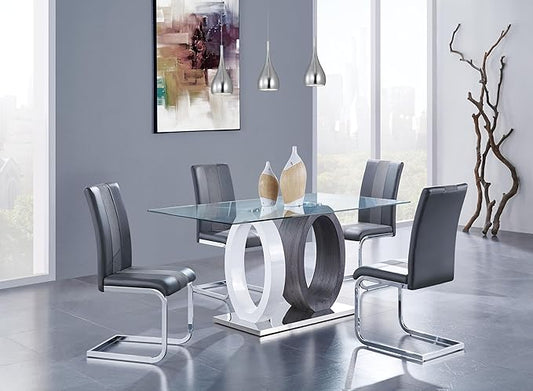 Global Furniture USA White/Grey Dual Oval Base Dining Table