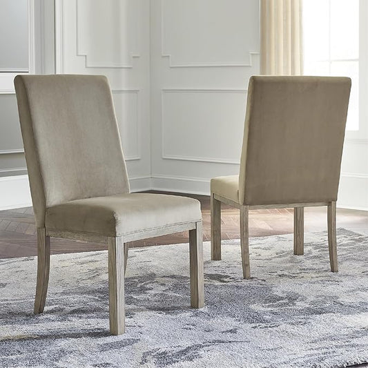 Signature Design by Ashley Chrestner Contemporary Upholstered Dining Chair, 2 Count, Gray & Brown
