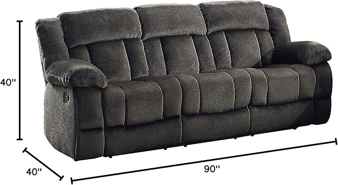 Lexicon Home Theater Seating, Wall Hugger Manual Reclining Sofa, 3-Seat Dual Recliner Sofa for Living Room, 90" W Sofa, Chocolate