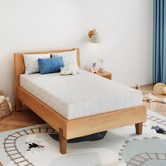 6 Inch Twin Size Memory Foam Mattress in a Box for Kids, Relieve Pressure with Medium Firm Support, Fiberglass Free, CertiPUR-US Certified