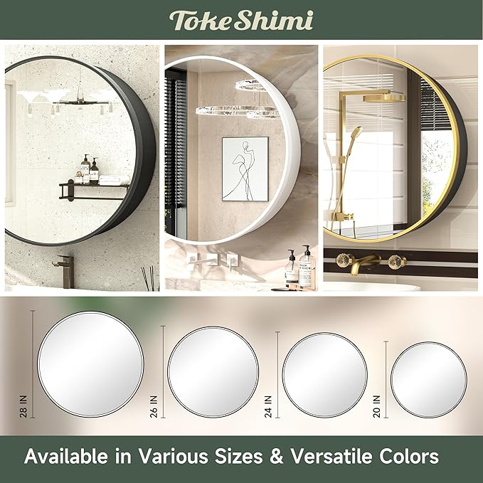 TokeShimi 20 Inch Round White Framed Medicine Cabinet for Bathroom with Vanity Mirror Small Metal Bathroom Mirrored Cabinet for Wall Mounted Only Circle Farmhouse Medicine Cabinet Detachable Shelves