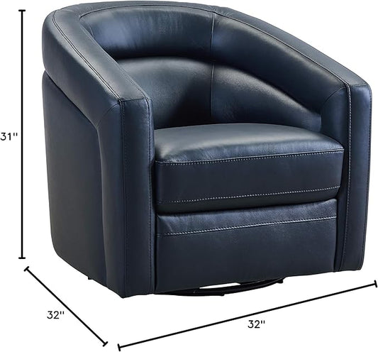 Armen Living Desi Contemporary Leather Swivel Living Room Accent Chair, 32" Wide, Black