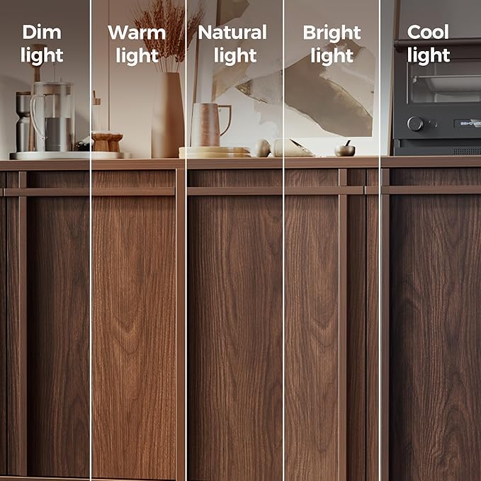 58" Sideboard Buffet Cabinet with Storage, 4 Doors, Adjustable Shelves, Wooden Mid Century Coffee Bar Cabinet for Kitchen, Living Room, Entryway, Walnut