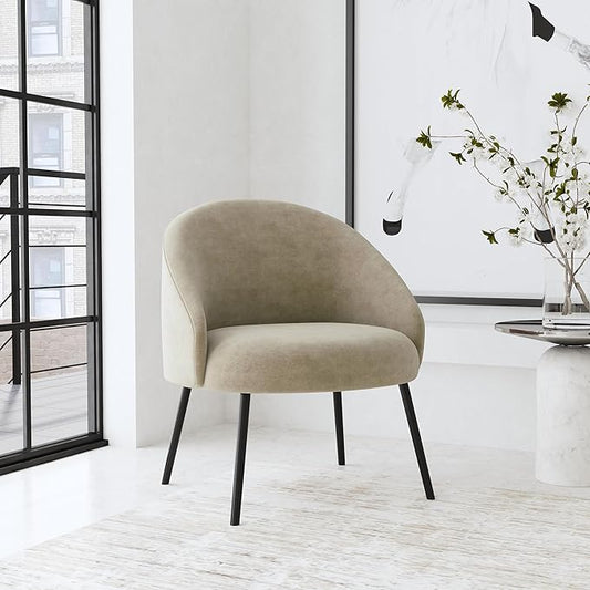 Homepop Home Decor | Upholstered Modern Accent Chair | Accent Chairs for Living Room & Bedroom | Decorative Home Furniture, Taupe Velvet