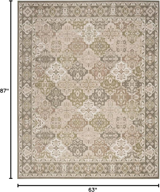 Nourison Home Grafix Green 5'3" x 7'3" Area Rug - Easy Clean, Non Shedding, Bed Room, Living Room, Dining Room, Kitchen (5' x 7')