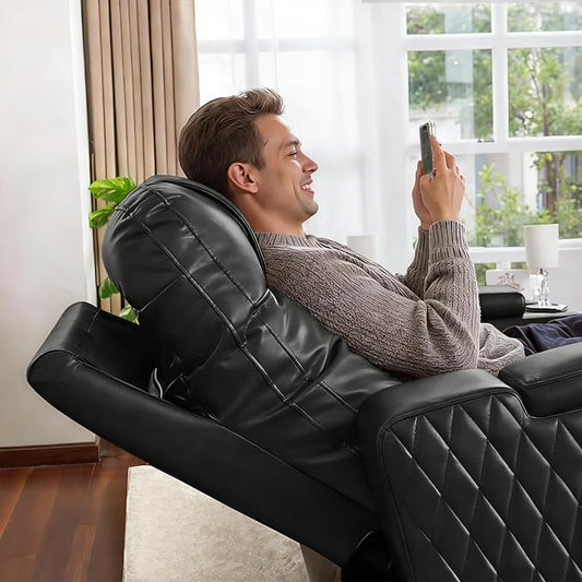 MCombo 65" Zero Gravity Oversized Power Reclining Loveseat with Adjustable Headrest for Living Room, Double Recliner Sofa with USB & Type C Port, Armrest Storage & LED Light HTS401SET