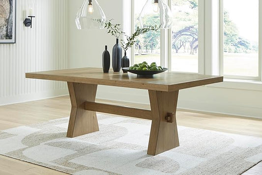 Signature Design by Ashley Galliden Farmhouse Dining Table, Light Brown