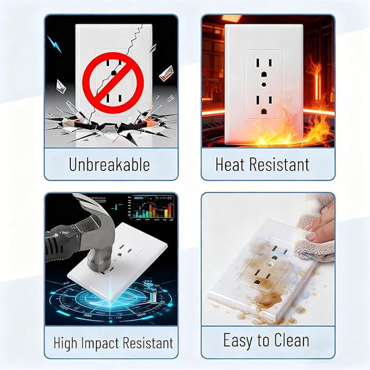 6 Pack Duplex Outlet Covers Wall Plates 1-Gang Switch Outlet Electrical Cover Plate Unbreakable Thermoplastic Faceplate for Light Receptacle Outlet Switch, White
