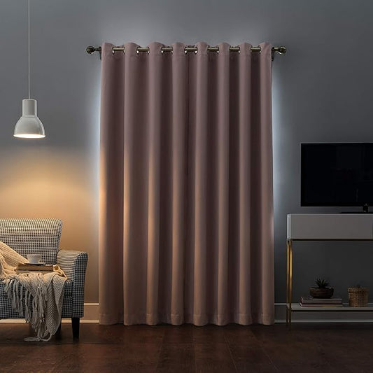 Sun Zero Nordic Theater Grade Extreme 100% Blackout Grommet Curtain Single Panel, 52" x 95", Blush Pink