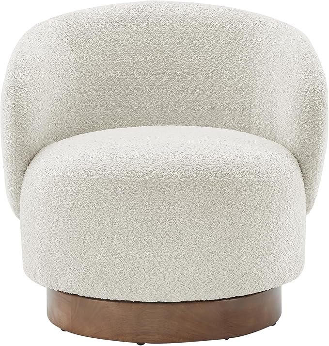 Swivel Accent Chair Round Barrel Armchair Upholstered Performance Fabric for Living Room Bedroom Waitingroom,2 Box,Cream