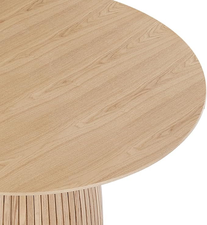 Mushroom-Shape Wooden Round Dining Table Modern Round Dinner Table with Natural Wood Grain Variation Tabletop for Home Apartment