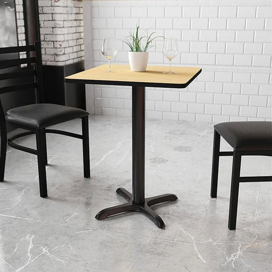 Flash Furniture Graniss 24'' Square Natural Laminate Table Top with 22'' x 22'' Table Height Base