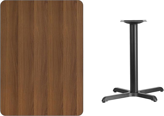 Flash Furniture 30'' x 42'' Rectangular Walnut Laminate Table Top with 23.5'' x 29.5'' Table Height Base