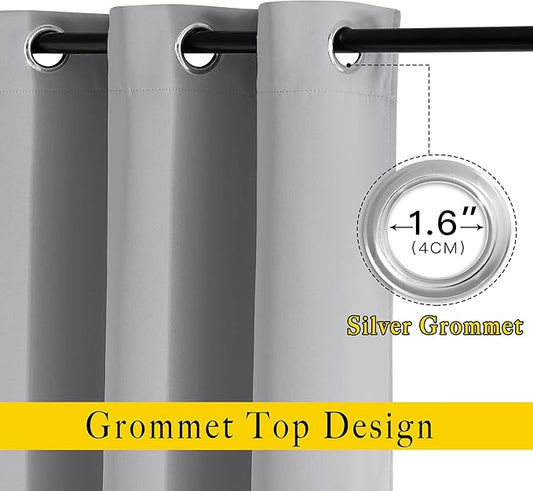 NICETOWN Light Reducing Grommet Curtains - Triple Woven Textured Soft Curtain Panels for Living Room Window Treatment Drapes for Sliding Door (W80 x L108, Silver Grey, 2 Pieces)