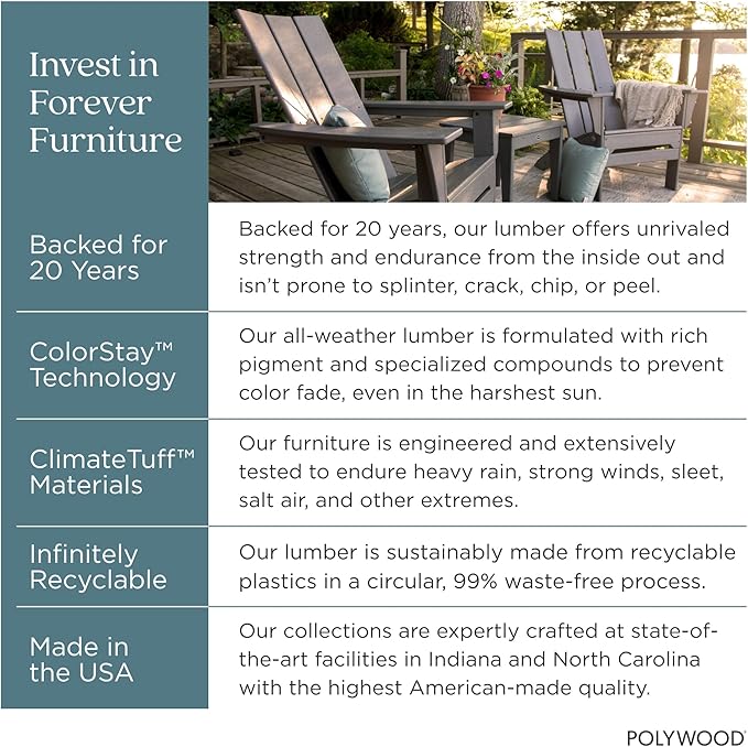 POLYWOOD Modern Adirondack Chair – All-Weather Outdoor Lawn Adirondack Chairs – HDPE, Fade-Resistant & Durable Outdoor Furniture – For Patio, Deck & Fire Pit Chairs – Mahogany Brown