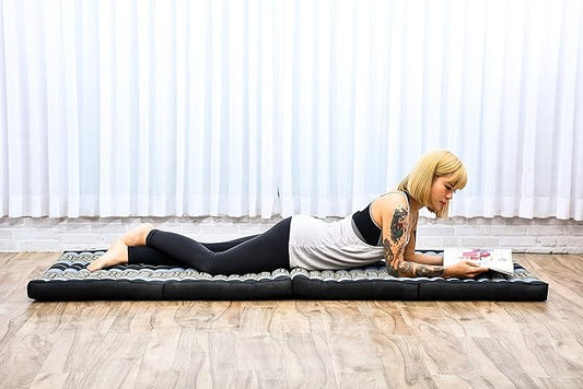 Leewadee Trifold Mattress Standard – Comfortable Thai Massage Pad, Foldable Floor Mattress Filled with Kapok, Perfect to Use as a Sleeping Mat 79 x 28 inches, Blue