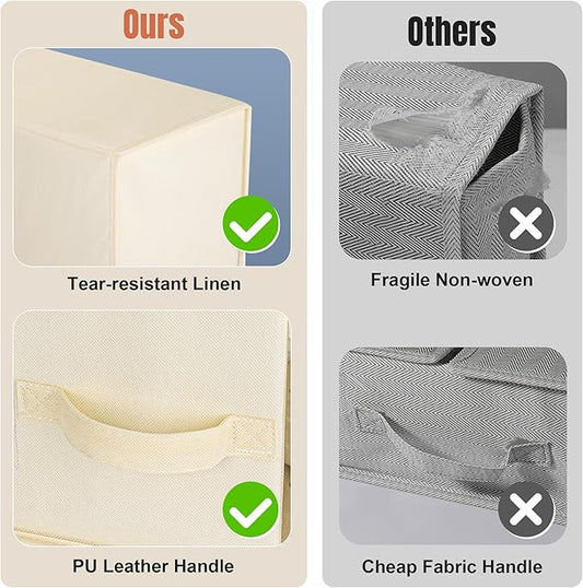 6 Pack Large Bed Sheet Organizers and Storage, (King & Queen Size) Sheet Organizer for Linen Closet, Foldable Bedding Storage Box with Window for Bedsheets, Blanket, Duvet Cover