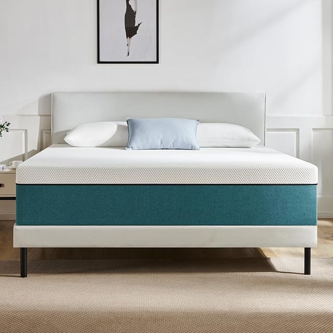 Queen Mattress,10 Inch No Fiberglass Gel Memory Foam Queen Size Mattress in a Box,Pressure Relief with Medium Firm Support,80" X 60" X 10",Medium Firm,Blue