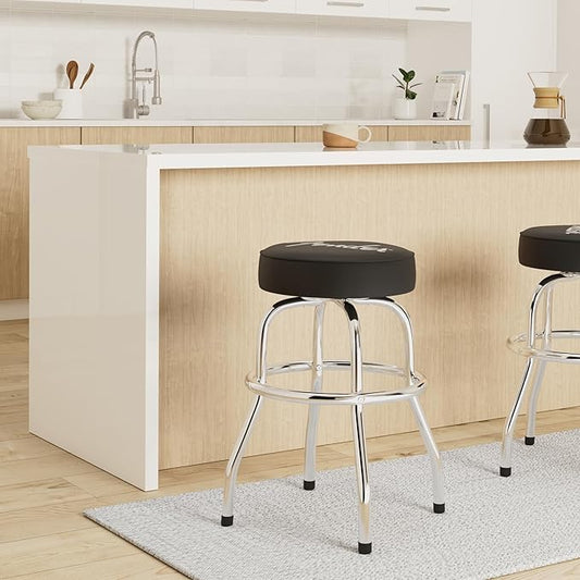 Fender Spaghetti Logo Swivel Barstool with Guitar Picks Pouch, Great Gifts for Dad, with 1 Year Limited Warranty, Simple Assembly, Black/Black, 24"