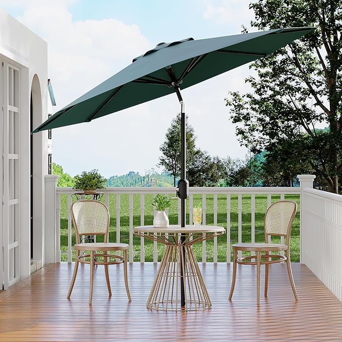 Garvee 10FT Patio Umbrella - Outdoor Table Umbrella with Crank Lift & Push Button Tilt - Market Umbrella 8 Sturdy Ribs UV Protection for Pool, Deck, Yard, Garden - Turquoise
