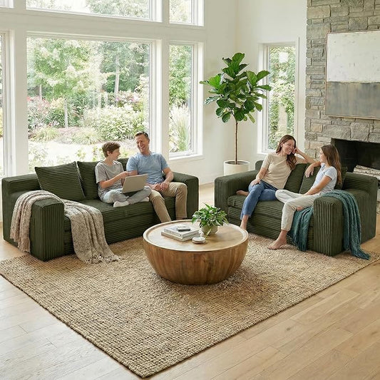 Boneless Loveseat Sleeper Sofa Bed: 3-in-1 Convertible Sofa Bed with Side Pockets & Handle,Pull Out Couch with 2 Pillows,Folding Futon for Small Space,Living Room & Bedroom,Green