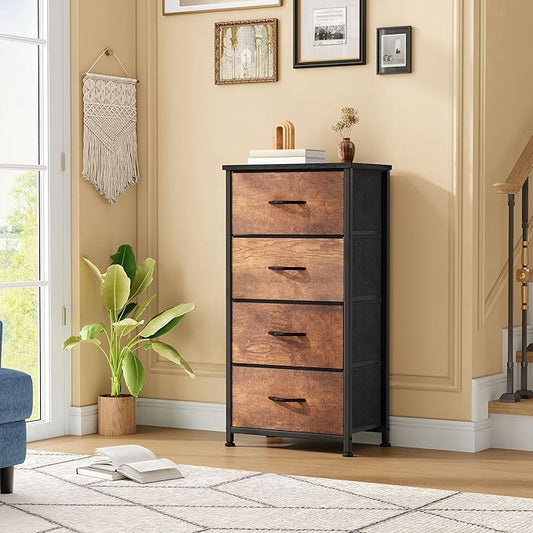 DWVO Dresser with 4 Drawers - Fabric Storage Tower, Organizer Unit for Room, Living Room, Hallway, Closets