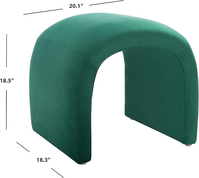 Safavieh Home Collection Kibo Modern Waterfall Emerald Velvet Ottoman (Fully Assembled)