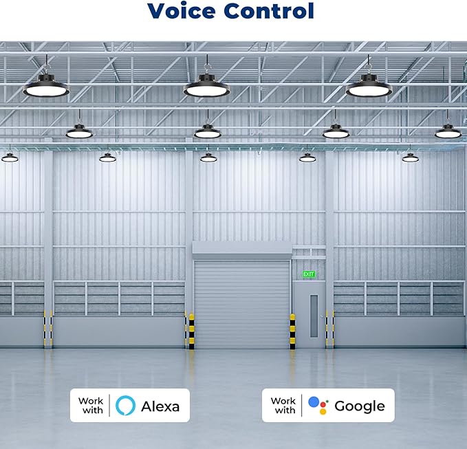CINOTON Smart UFO LED High Bay Light 150W 21000lm, 2700K-6500K 1-100% Brightness Stepless Dimm Aluminum Shop Lights, ETL Listed Lighting for Garage Stadium, APP/Alexa/Remote Control, 120-277V, 2 Pack