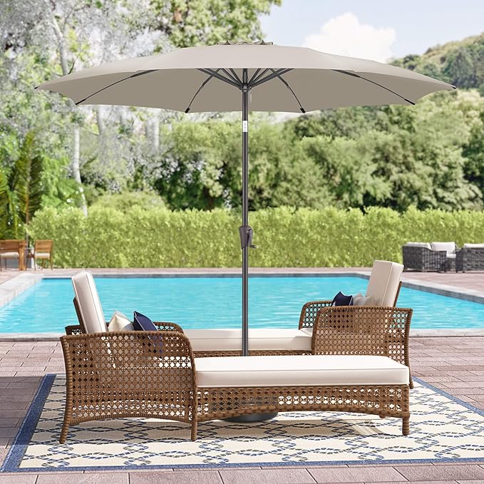 10 FT Outdoor Patio Umbrella - Table Umbrella Waterprool UV Protection, Sombrillas de Patio with Push Button Tilt, Sun Umbrella for Pool, Porch, Garden, Deck, Backyard (Taupe)