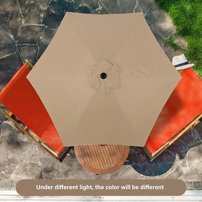 YSSOA 7.5' Patio Umbrella Outdoor Table Market Yard Umbrella with 6 Sturdy Ribs, Tan