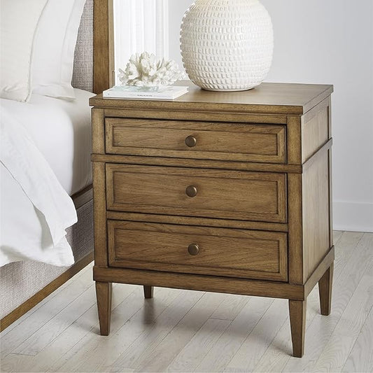 Signature Design by Ashley Sharlance Casual 3-Drawer Nightstand with Felt-Lined Top Drawer, Power Supply and USB Ports for Bedroom, Light Brown