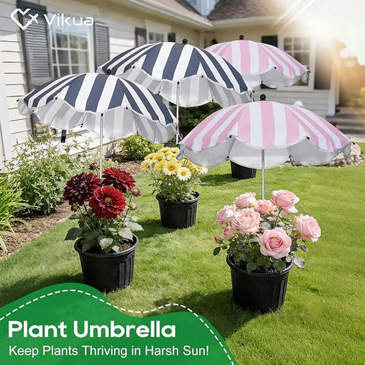 4Pack Digital Printing Plant Umbrellas for Outdoor Plants - 26" Large Garden Sun Shade for Plants with Adjustable Angle & Height (Max 43") - Plant Shades for Outdoor Plants, Flowers & Garden Beds - Plant Umbrella Shade for Potted Plants
