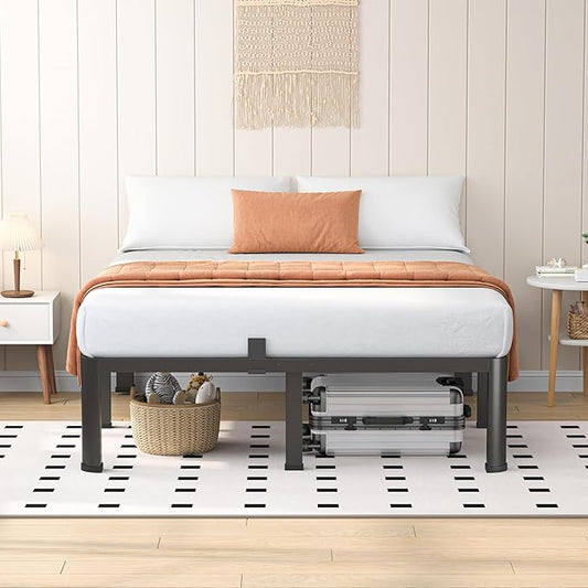16 Inch Queen Heavy Duty 3500 lbs Bed Frame with Round-Corner Legs & Anti-Squeak Design – Quick Assembly Metal Platform, No Box Spring Needed