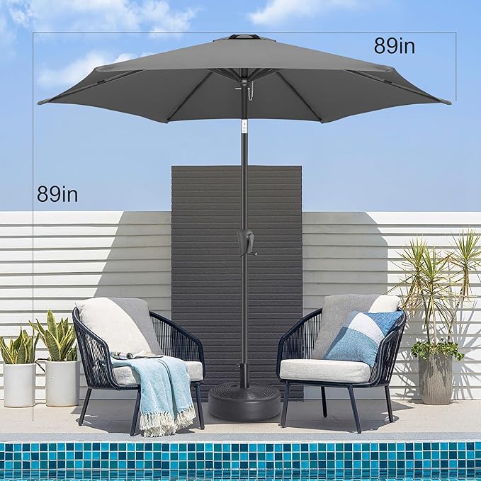 7.5FT Outdoor Patio Umbrella - Table Umbrella Waterprool UV Protection, Sombrillas de Patio with Push Button Tilt, Sun Umbrella for Pool, Porch, Garden, Deck, Backyard (Anthracite)