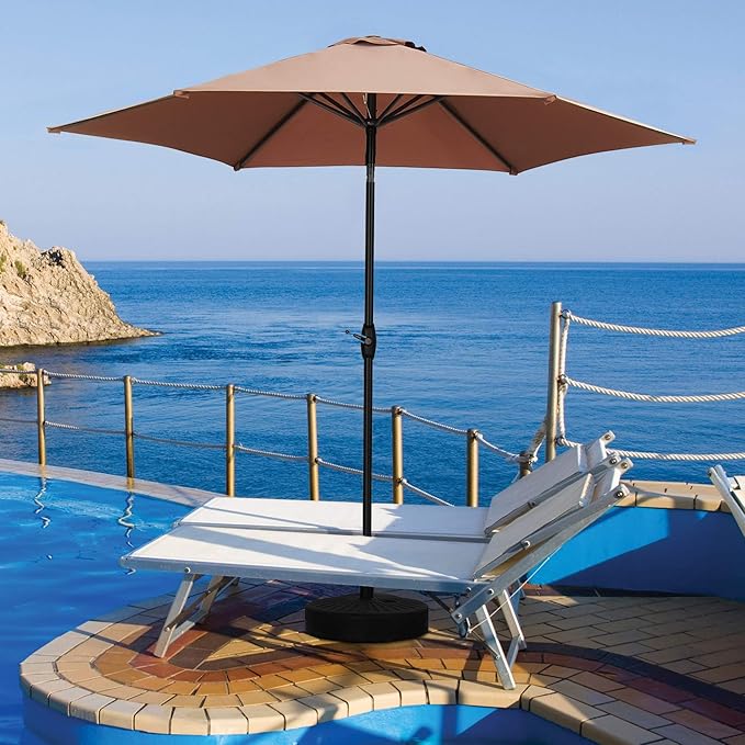 HYD-Parts 9FT Patio Umbrella Outdoor Table Umbrella,Market Umbrella with Push Button Tilt and Crank for Garden, Lawn, Deck, Backyard & Pool, No Base (Coffee)